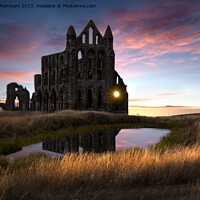 Buy canvas prints of Whitby Abbey Sunset by Alison Chambers