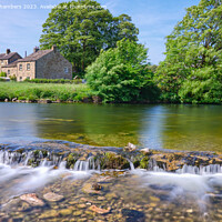 Buy canvas prints of River Wharfe Cottages Linton by Alison Chambers