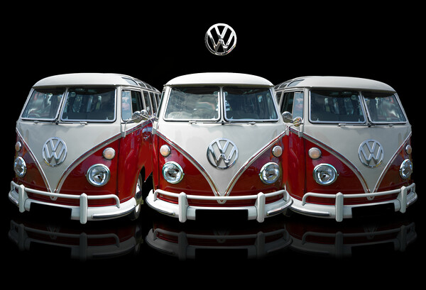 VW Campervan Trio Picture Board by Alison Chambers