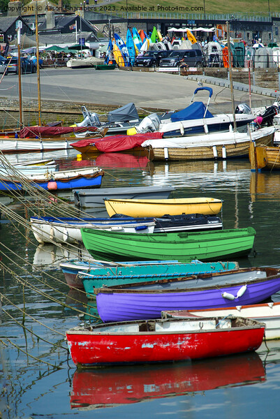 Lyme Regis Boats Picture Board by Alison Chambers
