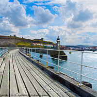 Buy canvas prints of Whitby East Pier and Extension Bridge  by Alison Chambers