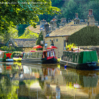 Buy canvas prints of Summer Evening Rochdale Canal Hebden Bridge  by Alison Chambers