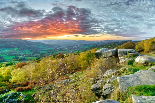 Peak District Surprise View Sunset Picture Board by Alison Chambers
