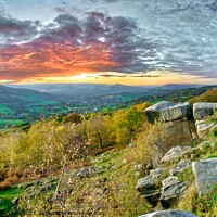 Buy canvas prints of Peak District Surprise View Sunset by Alison Chambers