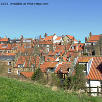 Buy canvas prints of Robin Hoods Bay Rooftops Panorama  by Alison Chambers