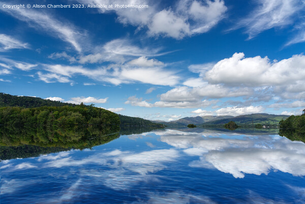 Lake Windermere Summer Clouds Reflection Picture Board by Alison Chambers