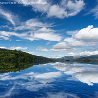 Buy canvas prints of Lake Windermere Summer Clouds Reflection by Alison Chambers