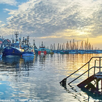 Buy canvas prints of Scarborough Harbour Sunset in Watercolour  by Alison Chambers