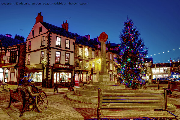 Knaresborough Market Square at Christmas  Picture Board by Alison Chambers