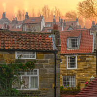 Buy canvas prints of Morning Mist in Robin Hoods Bay by Alison Chambers