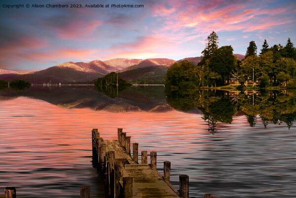 Sunset at Lake Windermere  Picture Board by Alison Chambers