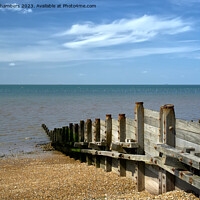 Buy canvas prints of Whitstable Beach and Sea Groynes by Alison Chambers