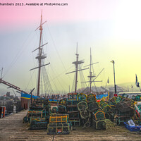 Buy canvas prints of Whitby Harbour Misty Morning  by Alison Chambers