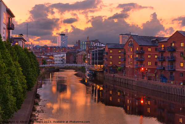 Leeds River Aire Sunset Picture Board by Alison Chambers