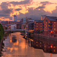 Buy canvas prints of Leeds River Aire Sunset by Alison Chambers