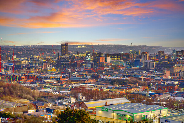 Sheffield Sunset Cityscape Picture Board by Alison Chambers