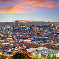 Buy canvas prints of Sheffield Sunset Cityscape by Alison Chambers