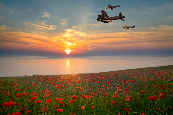Battle Of Britain Memorial Flight Lancaster Bomber Picture Board by Alison Chambers