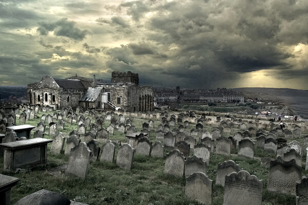 Whitby St Marys Graveyard Picture Board by Alison Chambers