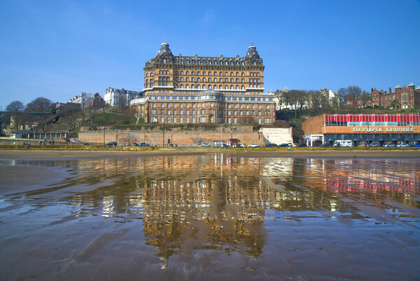 Scarborough Grand Hotel Reflection  Picture Board by Alison Chambers