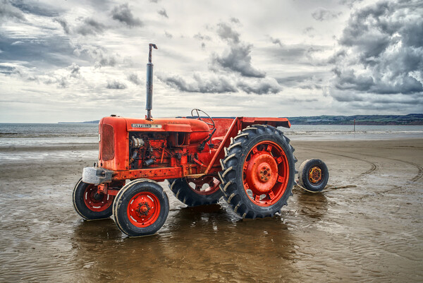 Filey Red Tractor Picture Board by Alison Chambers
