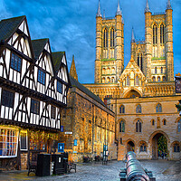 Buy canvas prints of Lincoln Cathedral at Blue Hour by Alison Chambers