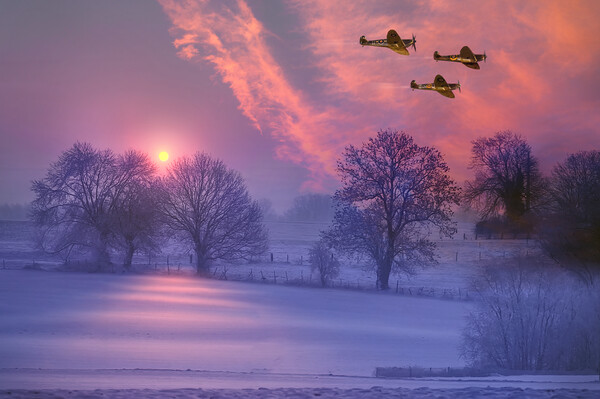 Winter Sunrise Spitfires  Picture Board by Alison Chambers