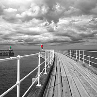 Buy canvas prints of Whitby East and West Piers by Alison Chambers