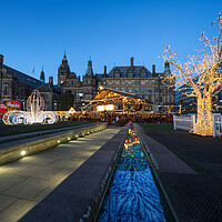Buy canvas prints of Sheffield Peace Gardens at Christmas  by Alison Chambers