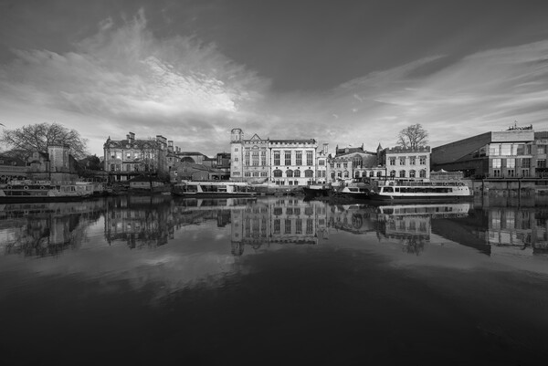 York River Ouse Monochrome  Picture Board by Alison Chambers