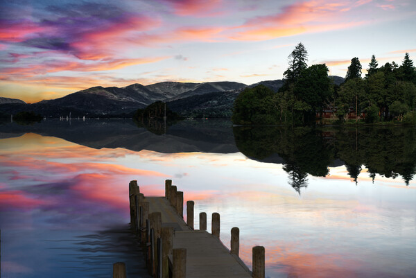 Lake Windermere Sunset Picture Board by Alison Chambers