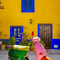 Buy canvas prints of Vespa Scooter in Marbella Old Town by Alison Chambers