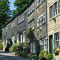 Buy canvas prints of Haworth Main Street Cottages by Alison Chambers