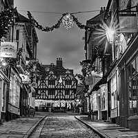 Buy canvas prints of Steep Hill Lincoln BW by Alison Chambers