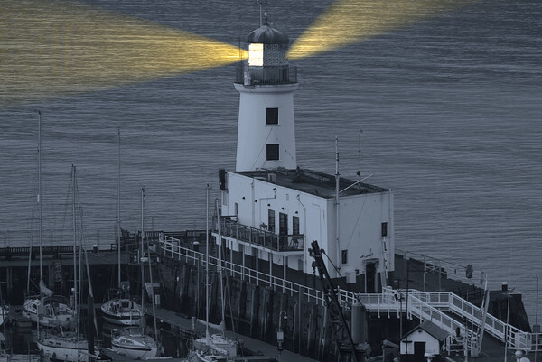 Scarborough Lighthouse Beams Picture Board by Alison Chambers