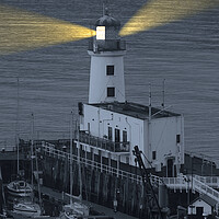 Buy canvas prints of Scarborough Lighthouse Beams by Alison Chambers
