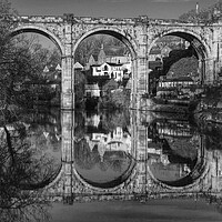Buy canvas prints of Knaresborough Viaduct BW by Alison Chambers