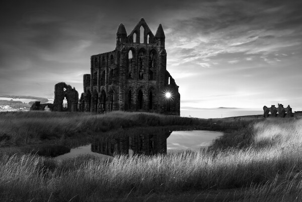 Whitby Abbey BW Picture Board by Alison Chambers
