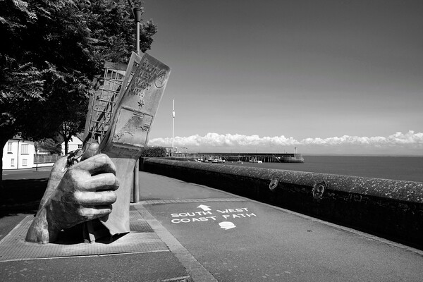 Minehead South West Coast Path BW Picture Board by Alison Chambers