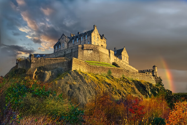 Edinburgh Castle Rainbow Picture Board by Alison Chambers