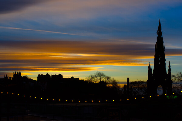 Edinburgh Sunset Skyline  Picture Board by Alison Chambers