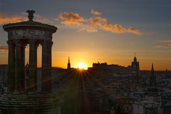 Edinburgh Sunset From Calton Hill Picture Board by Alison Chambers