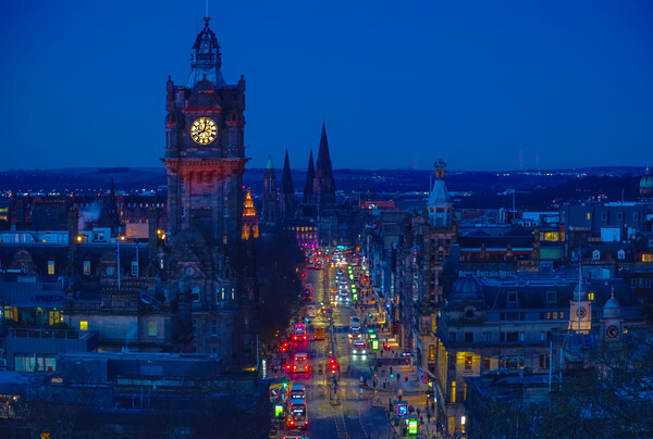 Edinburgh At Night Picture Board by Alison Chambers