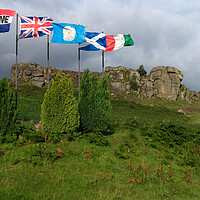 Buy canvas prints of Ilkley Moor Cow Calf and Flags by Alison Chambers