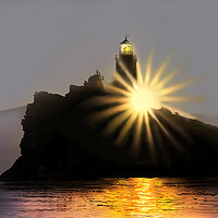 Buy canvas prints of Godrevy Lighthouse Sunrise by Alison Chambers