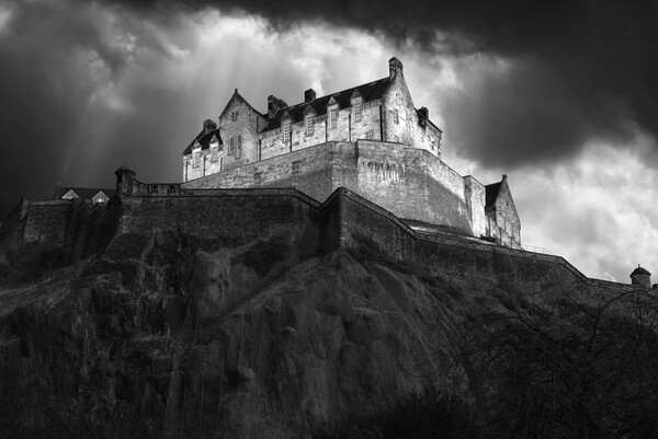 Edinburgh Castle BW Picture Board by Alison Chambers