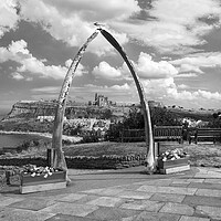Buy canvas prints of Whitby Whalebone Arch BW by Alison Chambers
