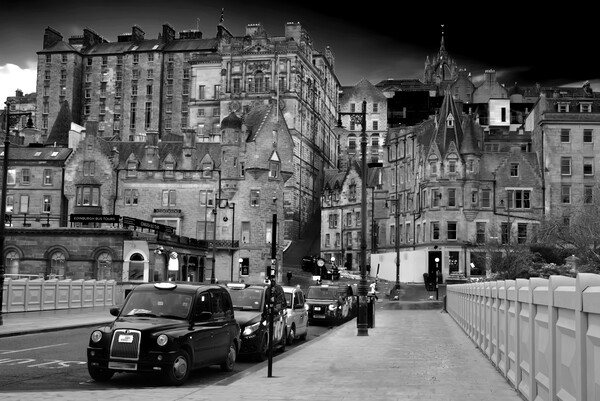 Edinburgh Old Town Cityscape BW Picture Board by Alison Chambers