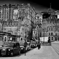 Buy canvas prints of Edinburgh Old Town Cityscape BW by Alison Chambers