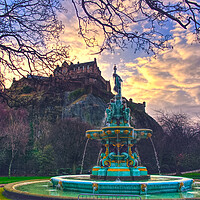 Buy canvas prints of Ross Fountain Edinburgh Sunset by Alison Chambers